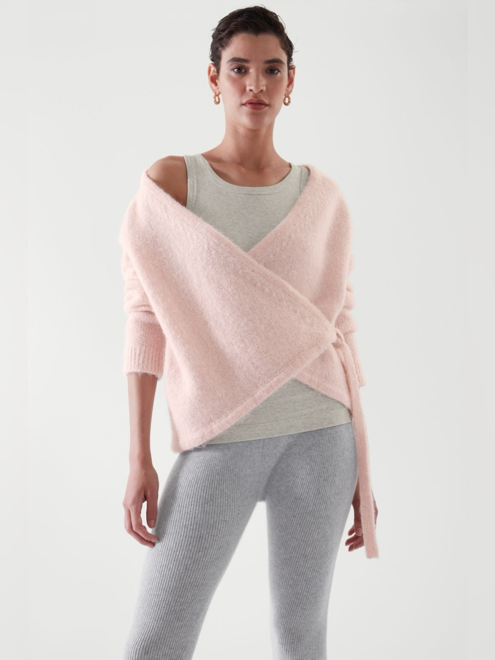 COS Wool Alpaca Wrap Pink Cardigan Sweater